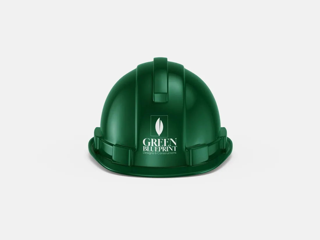 The logo, on a hard hat