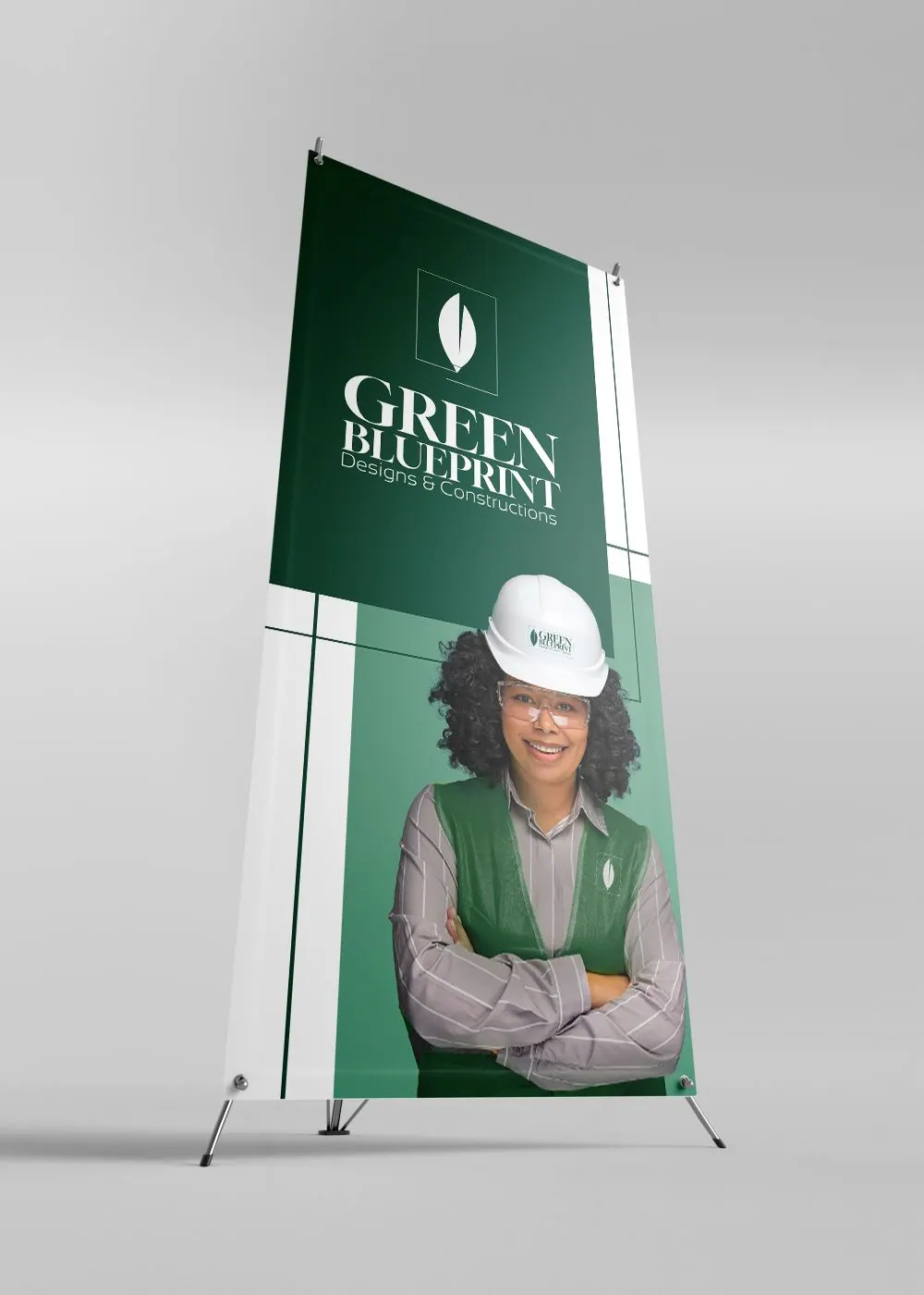 Roll-up banner mockup, Green Blueprint